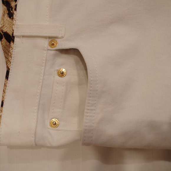 Roberto Cavalli White Mini Flare Stretch Cotton Twill Pant- Sz. XS - Picture 4 of 12